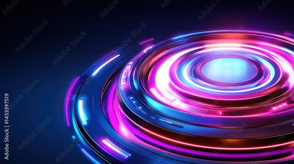 Abstract Neon Circular Design with Vibrant Colors Abstract Neon Circular Design with Vibrant Colors