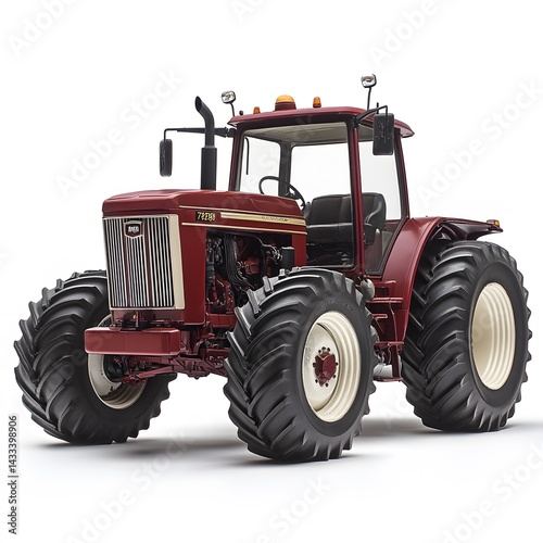 Classic Red Tractor on White.