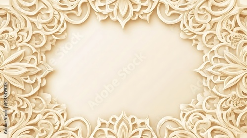 Wallpaper Mural Beige Floral Frame Background. (12) Torontodigital.ca