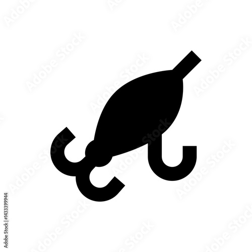 Black Wobbler Lure Icon Silhouette Fishing Tackle Symbol for Anglers, Sport Fishing Gear Illustration

