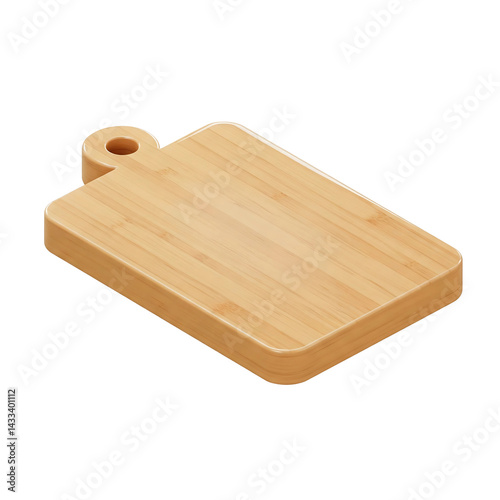 3D Model of Rectangular Bamboo Cutting Board with Rounded Edges and Hanging Hole for Sustainable Kitchen Prep