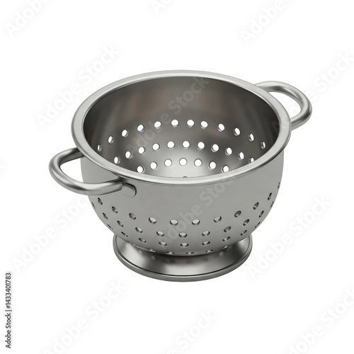 Realistic Stainless Steel Kitchen Colander 3D Model