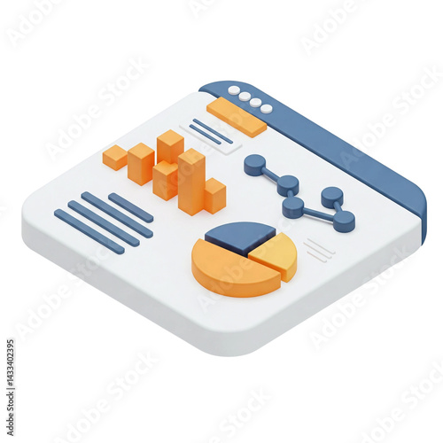 Stylized 3D Business Analytics Dashboard Report with Charts Model