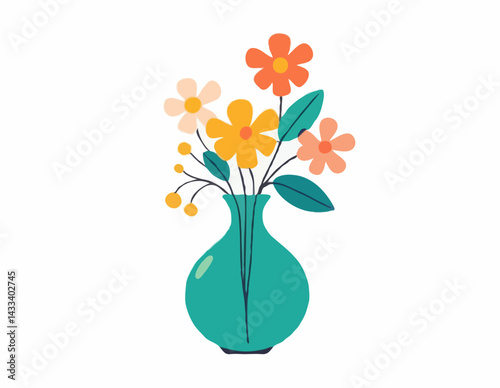 Vector of vase isolated on a white background, Flat style cartoon vector illustration, Flowers in vases, arrangements decorations for home, office.