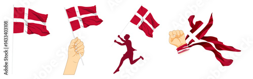Vector illustration of Denmark flag composition on transparent background