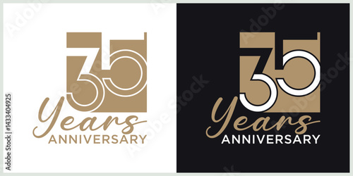 anniversary 35th logotype vector with brown and white color for special celebration day