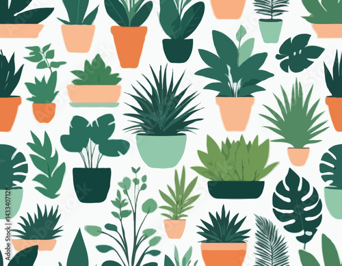 Houseplants set. Indoor plants growing in pots. Green leaf foliage, greenery. Natural home and office decoration in planters, flowerpots. Flat vector illustration isolated on white background
