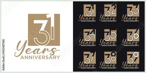 anniversaryset logotype vector with brown and white color for special celebration day