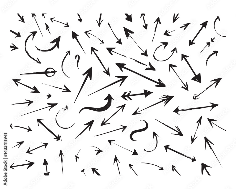 Hand-drawn sketch arrow icon set vector, black direction arrows for infographic design, presentations, elements, Hand-drawn sketch arrow icon set vector, black direction arrows for infographic design, presentations, elements,