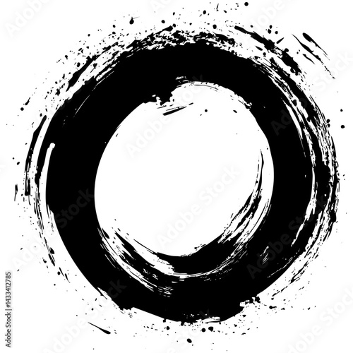 Circle formed with bold brush strokes symbolizes unity and wholeness in art