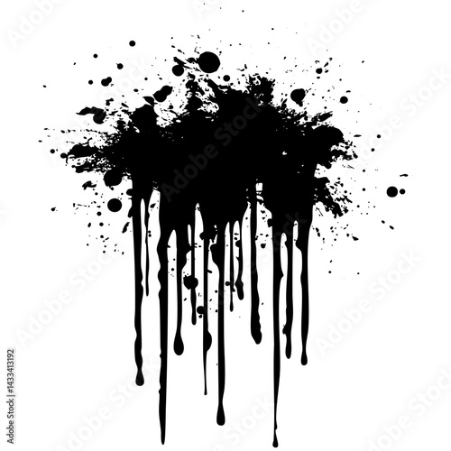 Black ink splash creating a dramatic effect on a white background