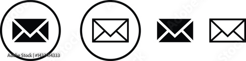 Mail envelope icon set in linear style isolated on transparent background. Email closed inbox vector collection editable stroke. E-mail icon, sign of an incoming unopened send message for app and web.