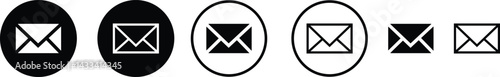 Mail envelope icon set in linear style isolated on transparent background. Email closed inbox vector collection editable stroke. E-mail icon, sign of an incoming unopened send message for app and web.