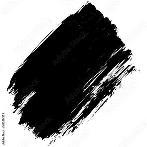 Bold black brushstroke on a white background created for artistic expression