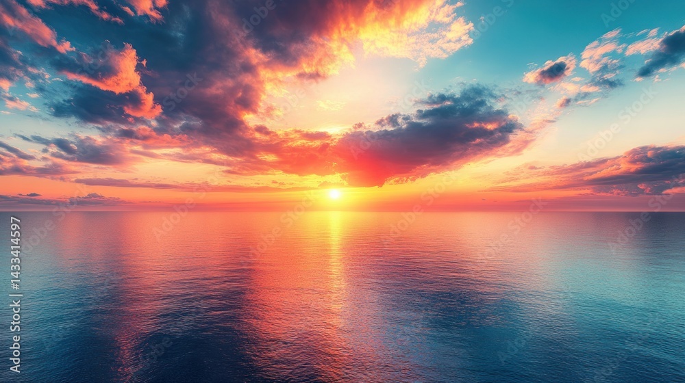 Fototapeta premium Sunset over tranquil ocean (1)