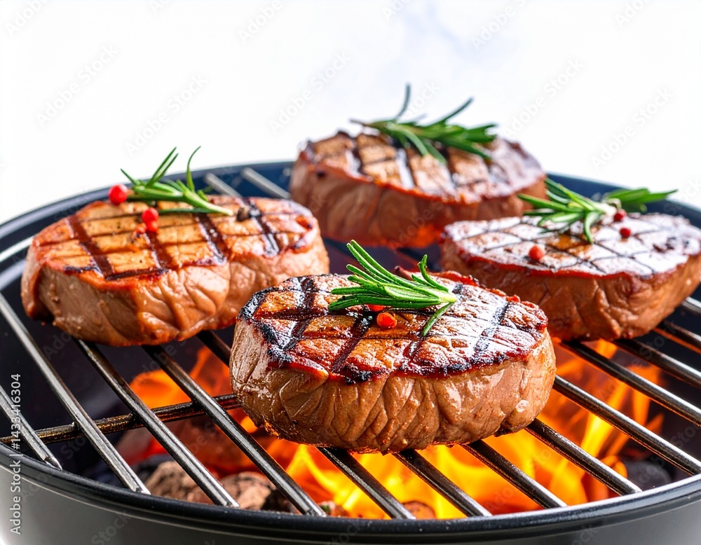 Steki wołowe piekące się na grillu