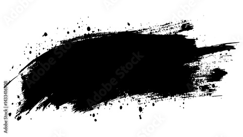 Black paint splash with splatters for creative design purposes