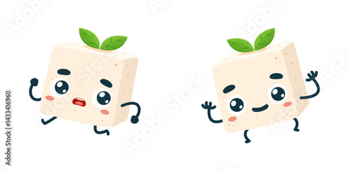 Set Emoticon set of White Tofu