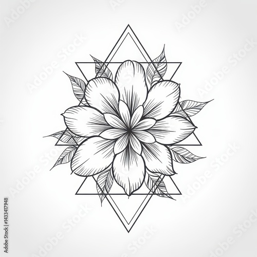 Geometric floral design with delicate line art. photo