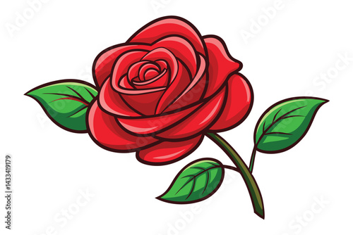 Illustration of Red rose isolated on white.