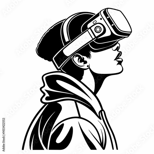 Boy Wearing Virtual Reality Headset Side View