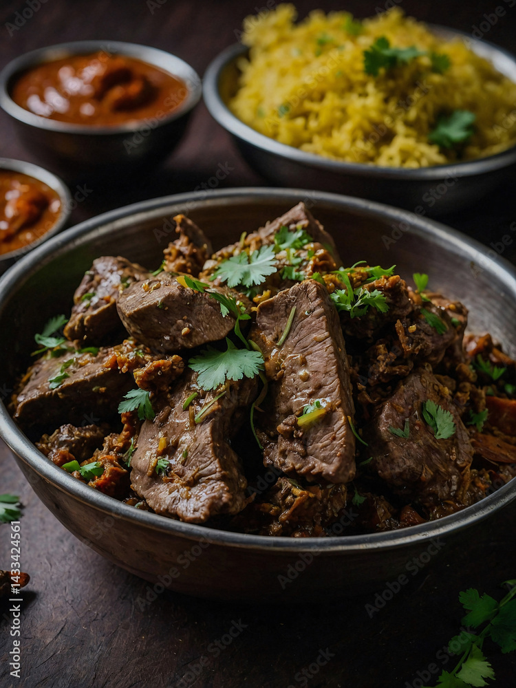 Mutton liver fry served in a karahi (Indian cuisine).