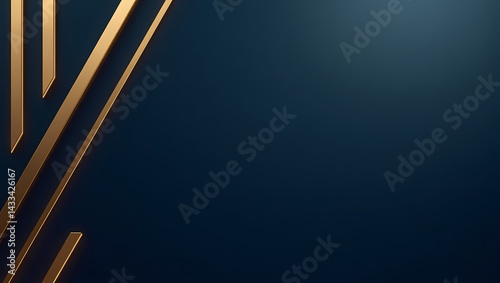 Abstract Gold and Navy Blue Background: A sleek and sophisticated backdrop featuring intersecting gold lines on a deep navy blue surface, creating a modern and elegant visual.