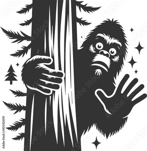 Vector silhouette of a bigfoot