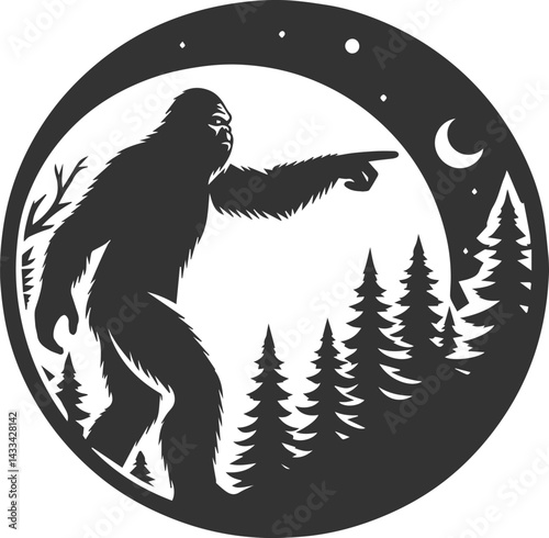 Vector silhouette of a bigfoot
