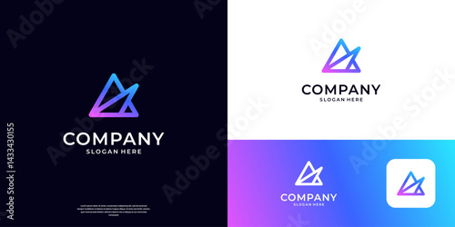 Abstract letter A tech logo design. Simple line with abstract triangle shape logo vector.