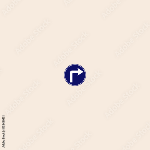 Turn Right Traffic Road icon flat vector design.