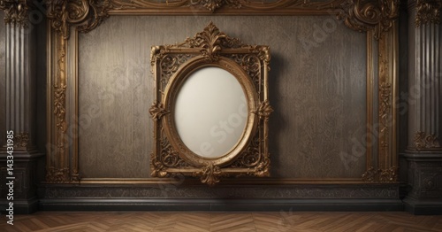 Intricate damask backdrop with assorted vintage frames ,  frames,  design,  photography