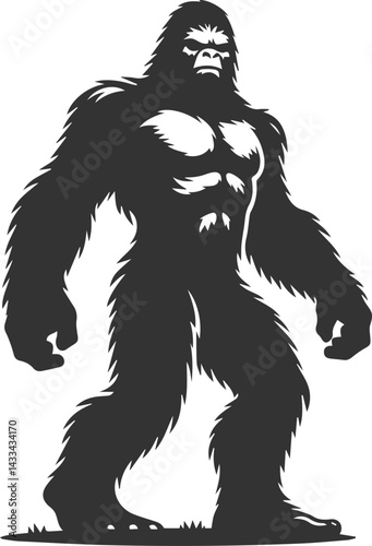 Vector silhouette of a bigfoot