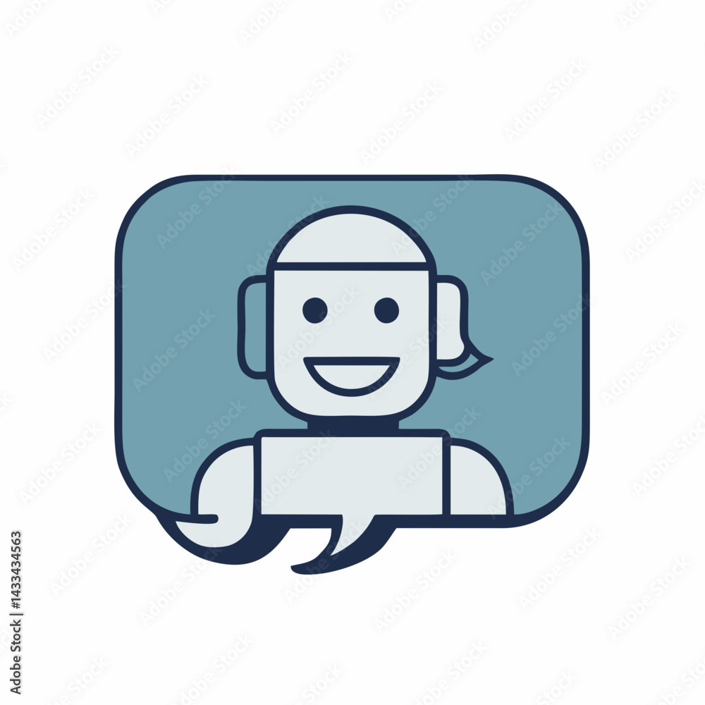 Naklejka premium Flat robot icon, simple chatbot illustration