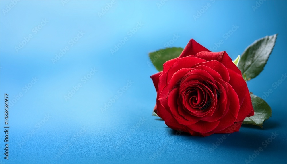 Fototapeta premium red rose on the blue background