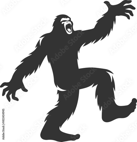 Vector silhouette of a bigfoot