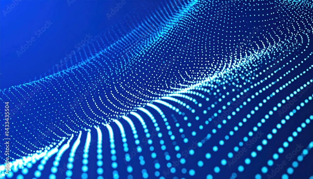 Dynamic blue wave of dots illustrating data patterns studio environment digital art concept close-up viewpoint Dynamic blue wave of dots illustrating data patterns studio environment digital art concept close-up viewpoint