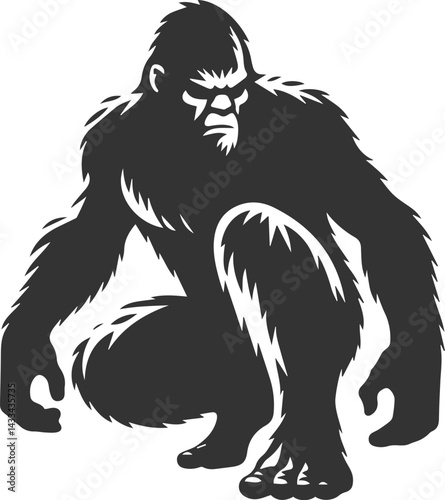 Vector silhouette of a bigfoot