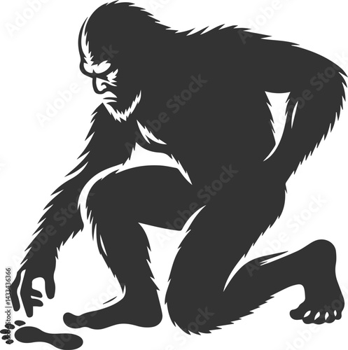 Vector silhouette of a bigfoot