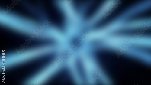 Radiating Cyan Light Beams Animation Background. Blurred glowing rays move outwards from center creating bright motion tunnel effect. Energetic abstract video.