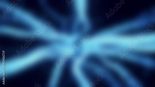 Flowing Cyan Energy Plasma Lines Animation. Glowing electric shapes twist dynamically on dark blue background. Futuristic abstract motion graphics video.