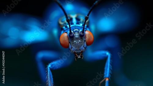 Extreme Close-Up Tiger Beetle Blue Body photo