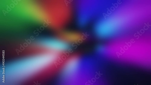 Colorful Blurred Radial Light Beams Animation Video. Glowing rays radiate outwards creating dynamic motion tunnel effect. Vibrant abstract background concept.