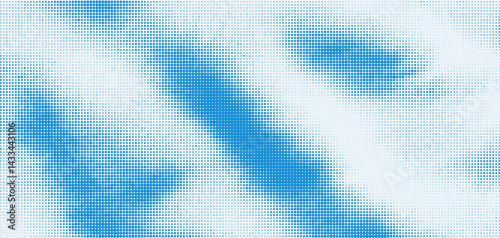 Halftone texture overlay creating a moire effect with blue and white patterns in a dynamic visual design