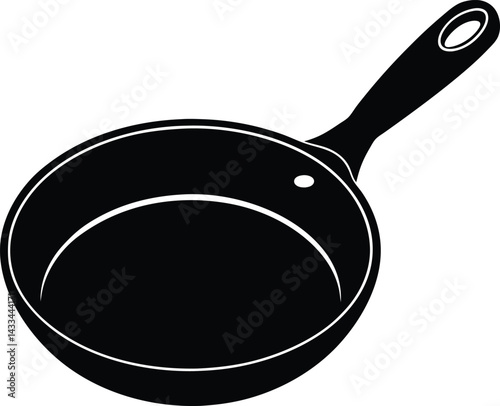 Frying Pan icon black silhouette vector illustration on transparent background
