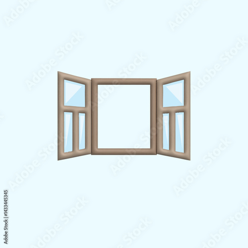 empty opened window isolated object vector 3d
