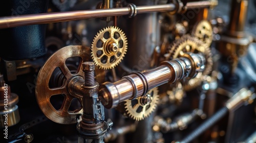 Steampunk Gears and Cogs Moving in Mechanical Harmony