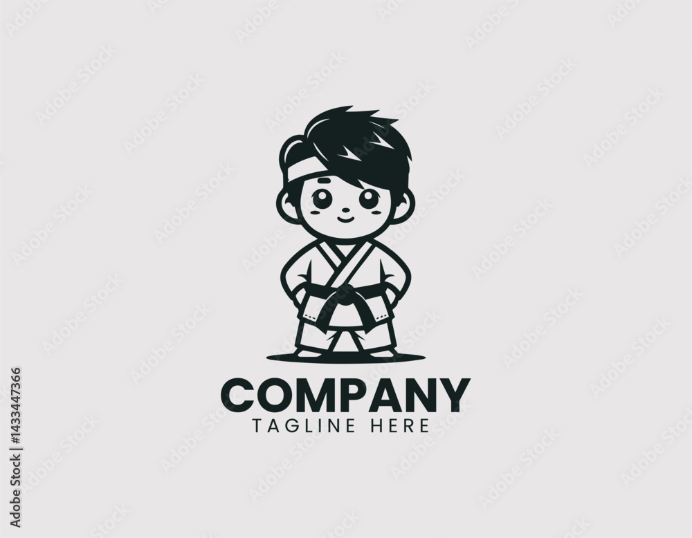 Cartoon Kids Karate Vector Logo Cartoon Kids Karate Vector Logo