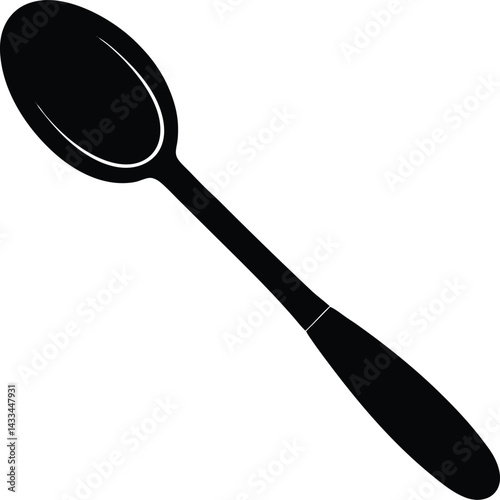 Wooden spoon icon black silhouette vector illustration on transparent background
