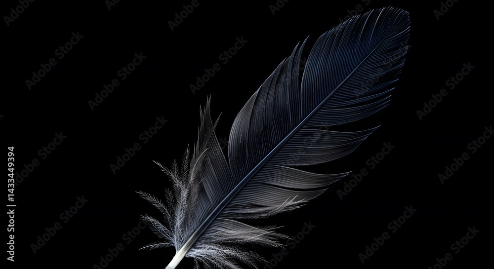 Obraz premium white feather on black background